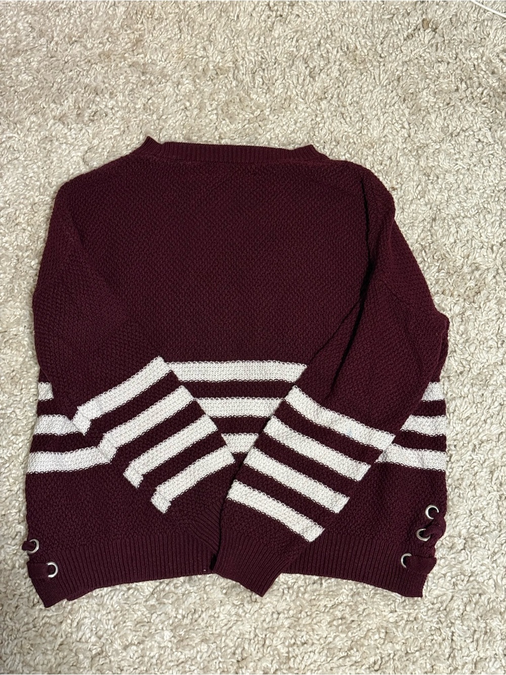 Women’s Burgundy Striped Knit Sweater